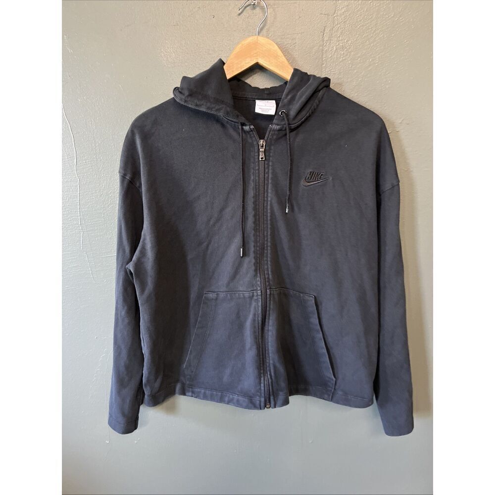 Nike NSW Sportswear Hoodie Womens Large Black Relaxed Loose Full Zip DN4943